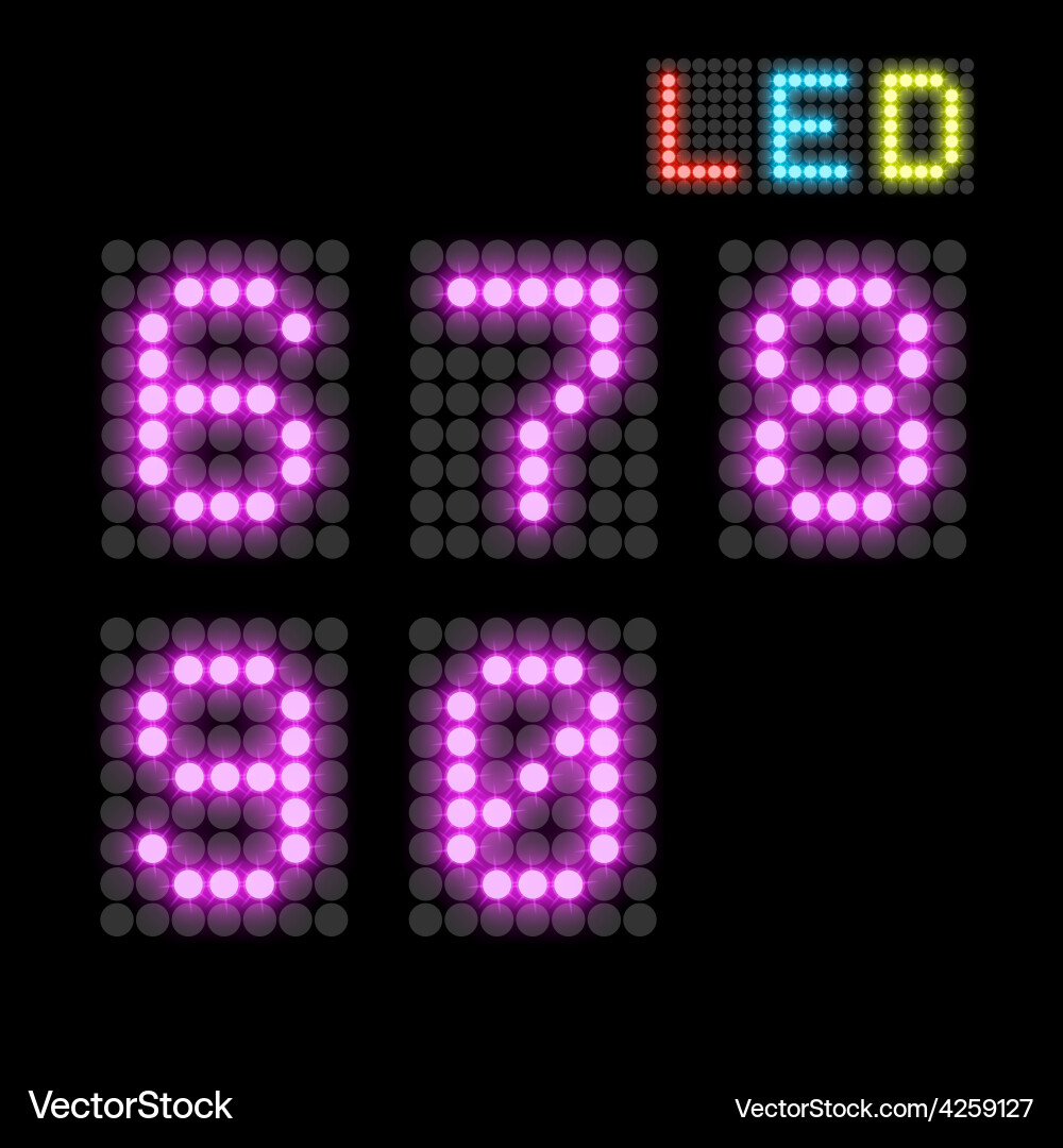 Illuminated Digital Numbers vector image