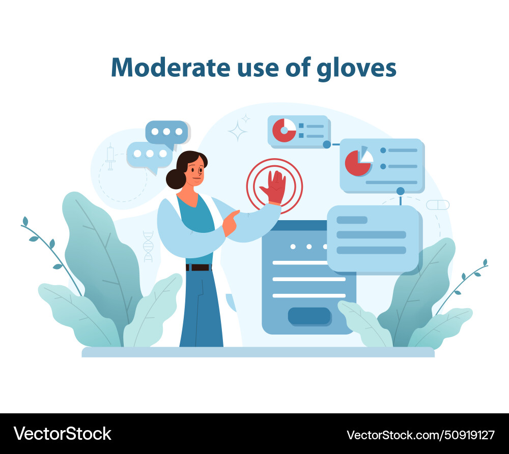 Moderate use of gloves a visual guide Moderate use of gloves a visual guide Vector Image