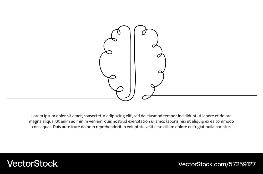 One line brain abstract minimal continuous One line brain abstract minimal continuous vector image