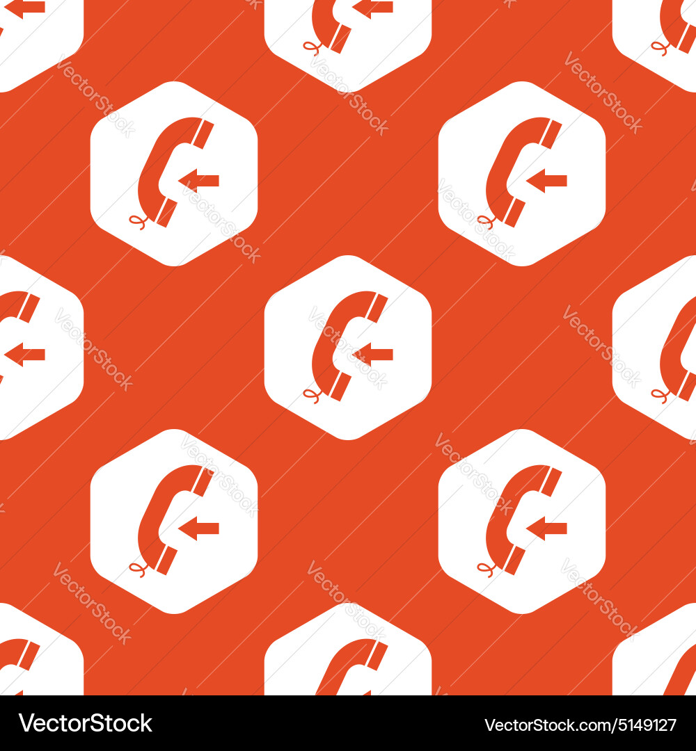 Orange hexagon incoming call pattern vector image