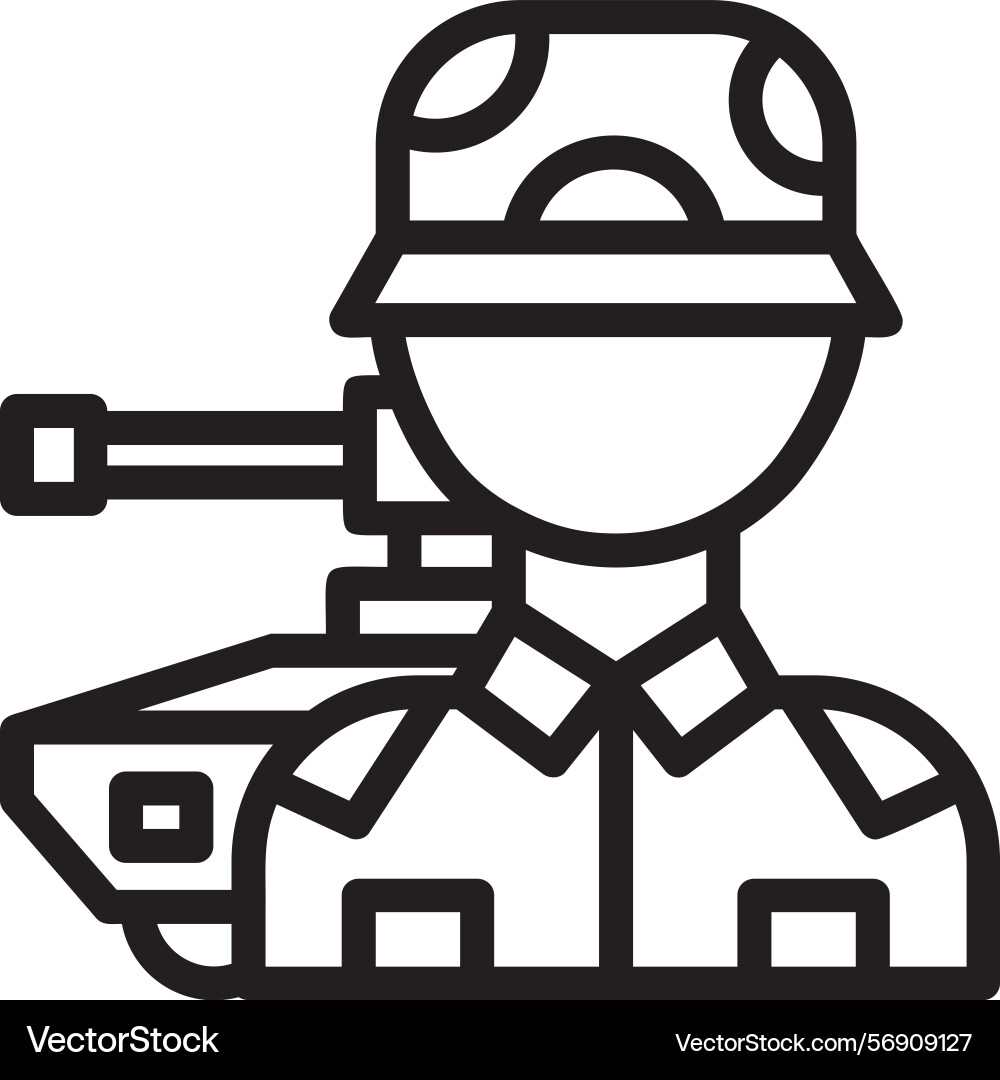 Tank commander linear style icon design vector image