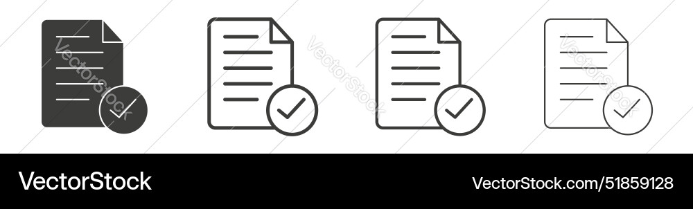Document accept icon set checked contract paper Document accept icon set checked contract paper vector image
