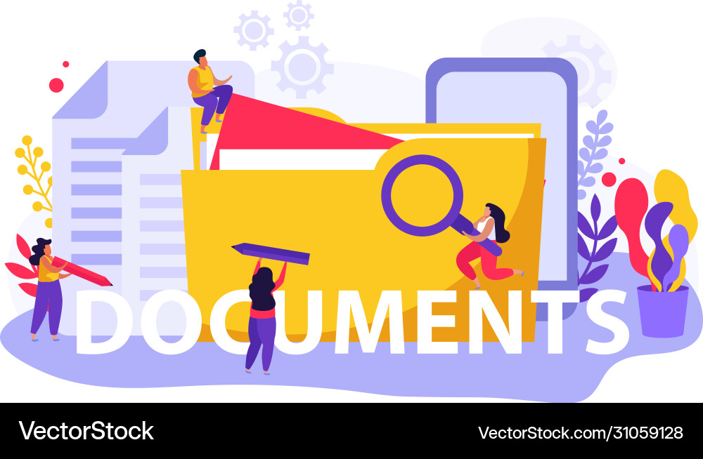 Documents flat text composition Documents flat text composition vector image
