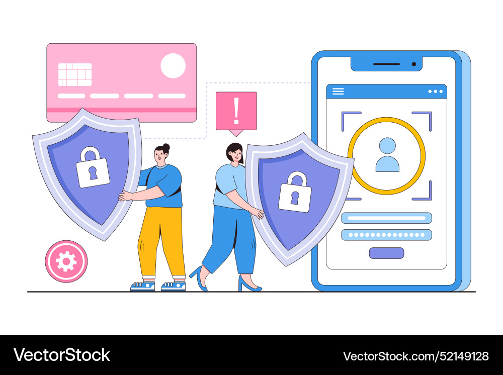 Flat cyber data security online internet vector image