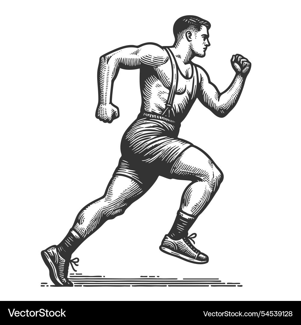 Retro athlete running in dynamic pose Retro athlete running in dynamic pose vector image