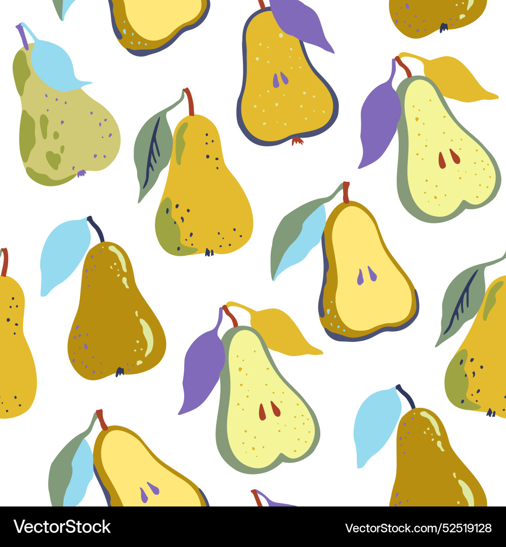 Seamless pattern with pears and half vector image