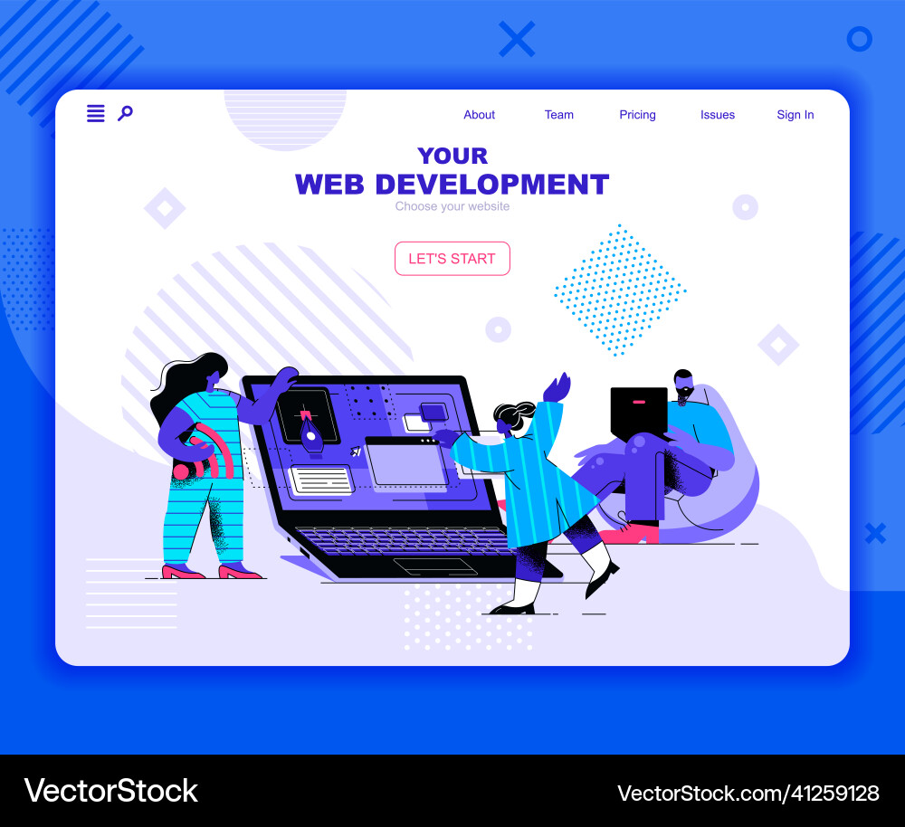 Web Development Landing Page Template vector image