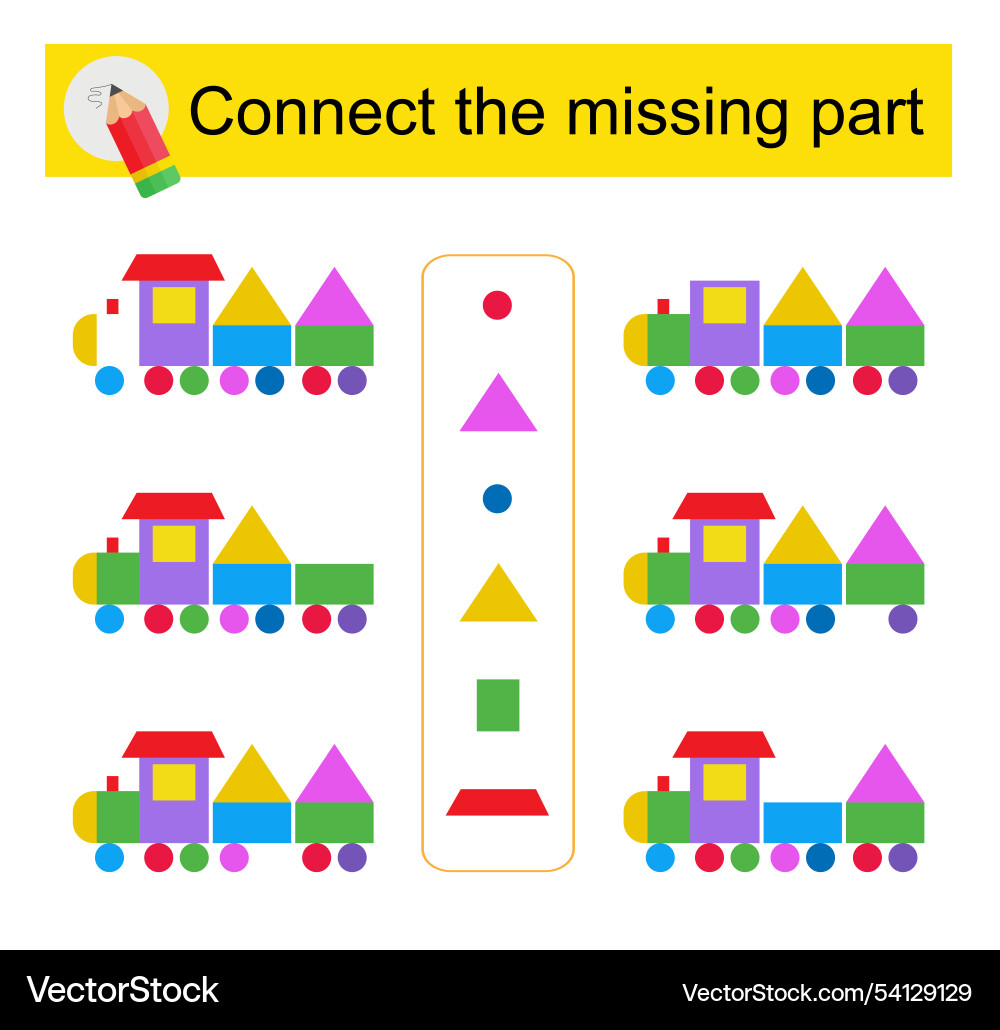 Connect the missing part attention task for kids Connect the missing part attention task for kids vector image
