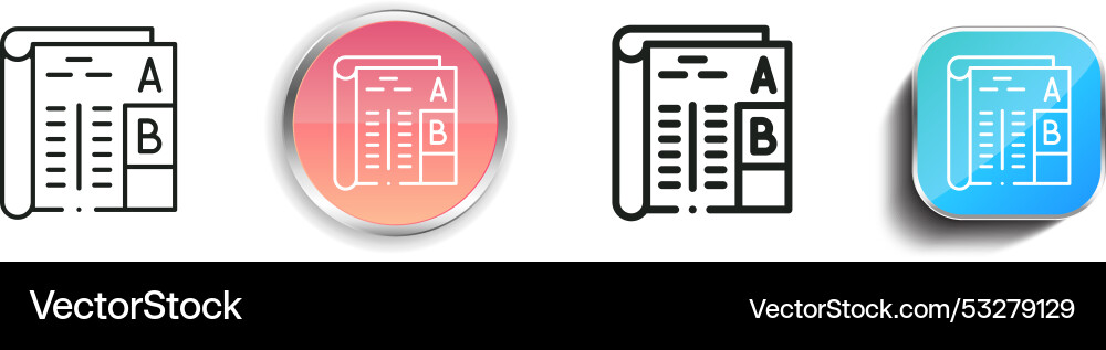 Dictionary icon thin linear regular and button vector image