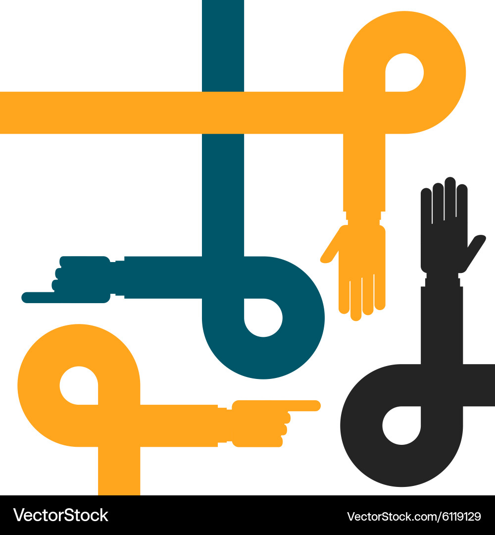 Hands on lines and loops - cooperation help vector image