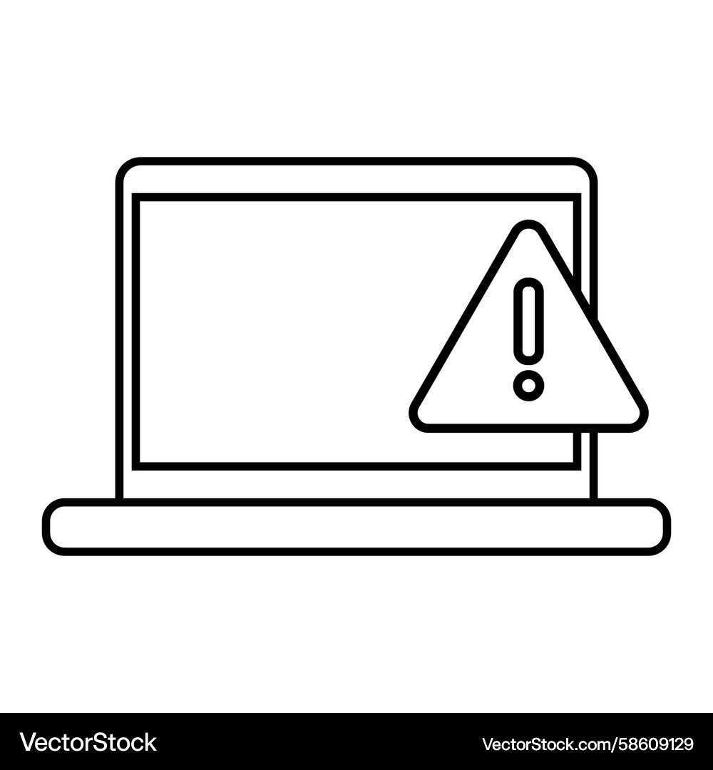 Laptop alert warning computer error symbol Laptop alert warning computer error symbol Vector Image