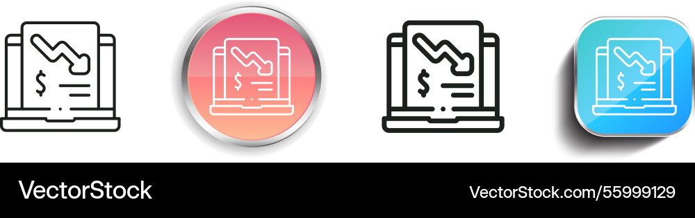 Laptop icon thin linear regular and button style Laptop icon thin linear regular and button style vector image