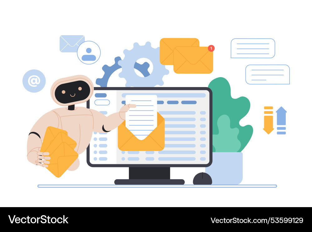 Mailbox message management automation and antispam Mailbox message management automation and antispam Vector Image