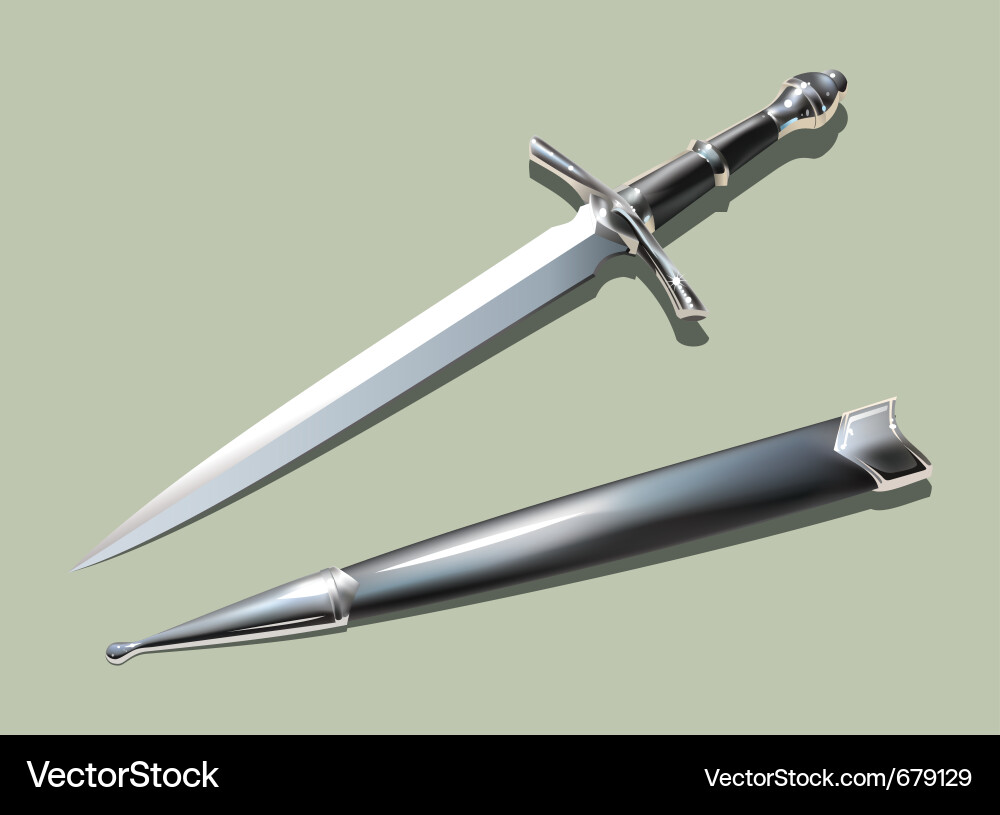 Medieval Dagger with Scabbard Vector Image