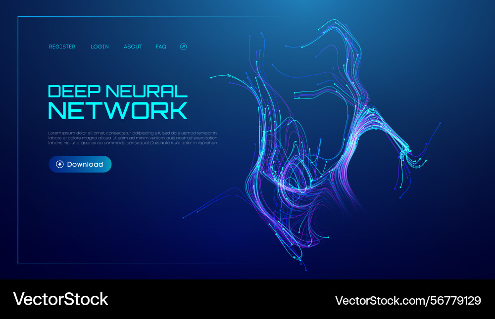 Neural network background with ai data in abstract vector image