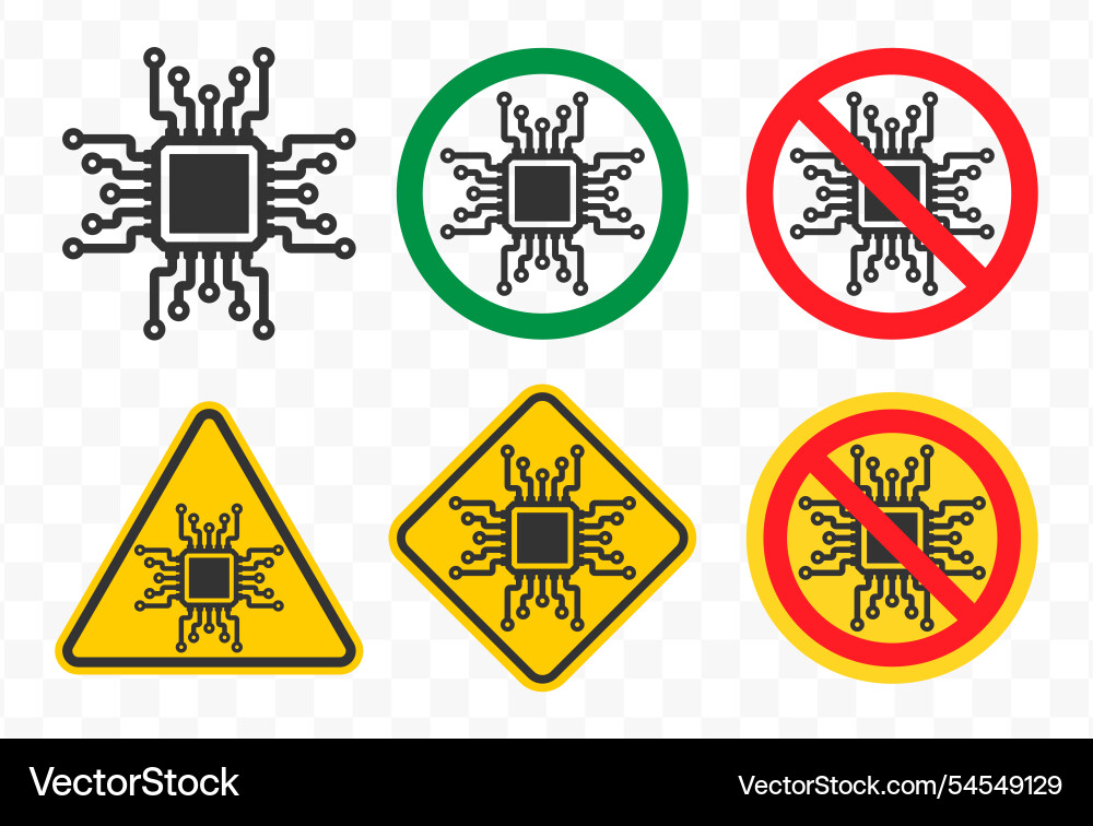 No ai microchip machine learning prohibited symbol No ai microchip machine learning prohibited symbol vector image