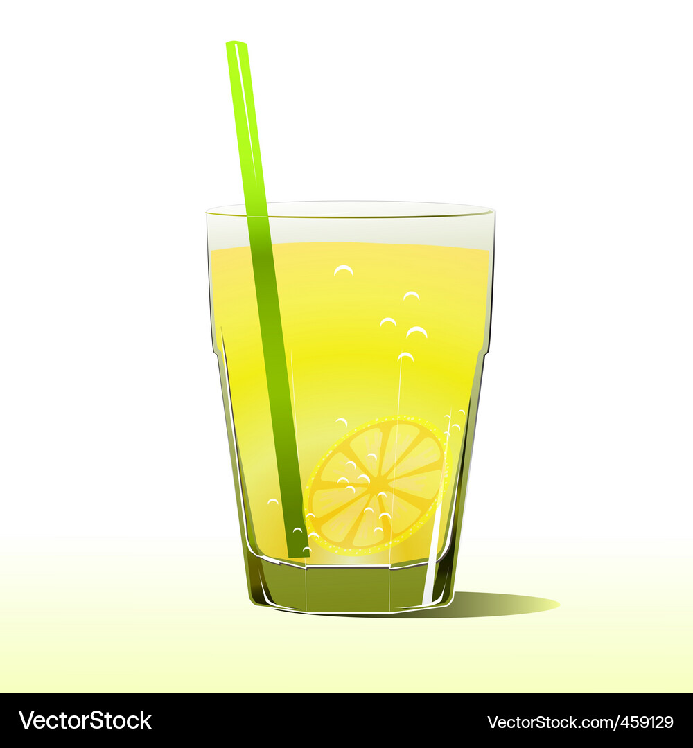 Refreshing Lemonade with Straw Vector Image