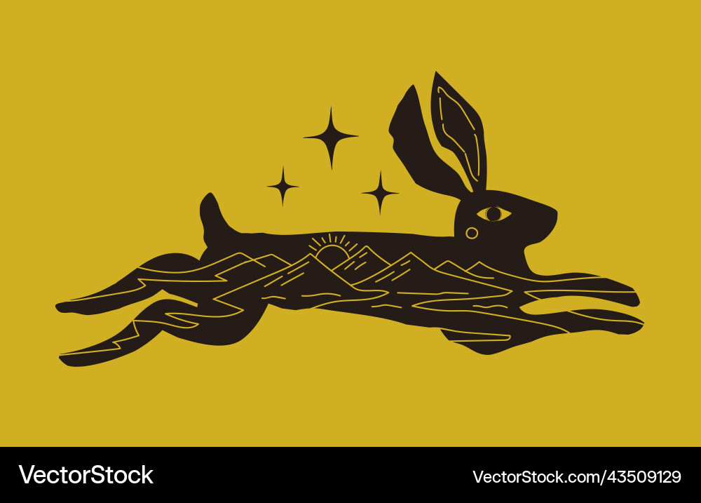 Running Rabbit Mountain Print vector image