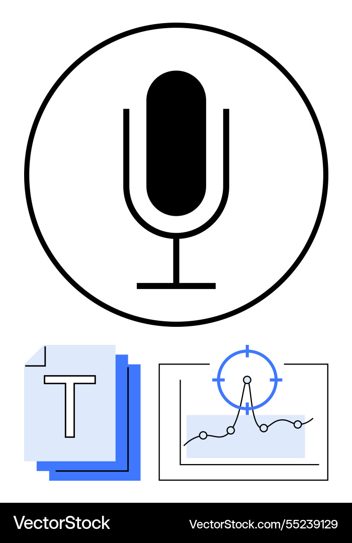 Voice recording with text transcription and data Voice recording with text transcription and data vector image
