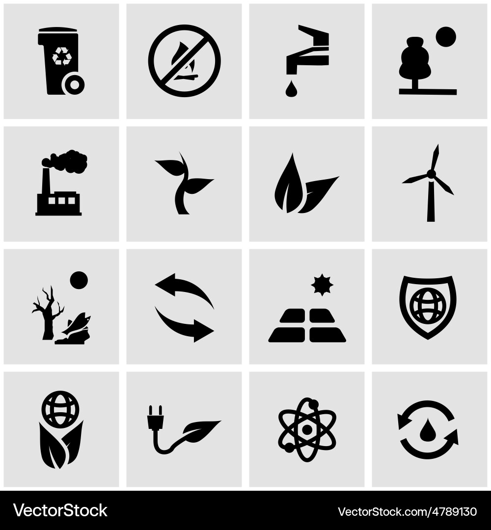 Black eco icon set Vector Image