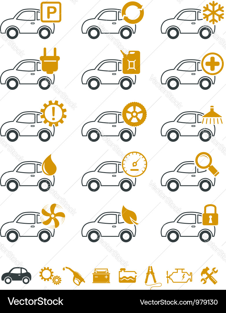 Car Repair & Service Icons Set Vector Image