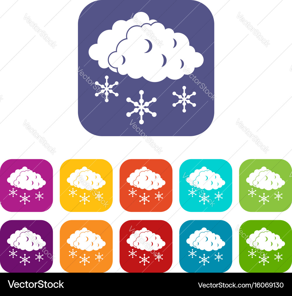 Clouds and snow icons set Vector Image