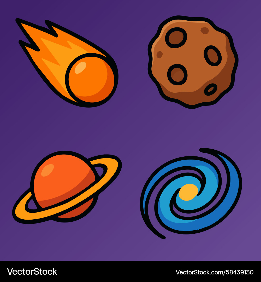 Cosmic Object Collection Vector Image