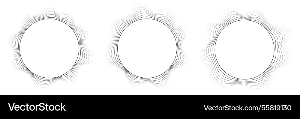 Round sound wave frames circular lines pattern Round sound wave frames circular lines pattern vector image