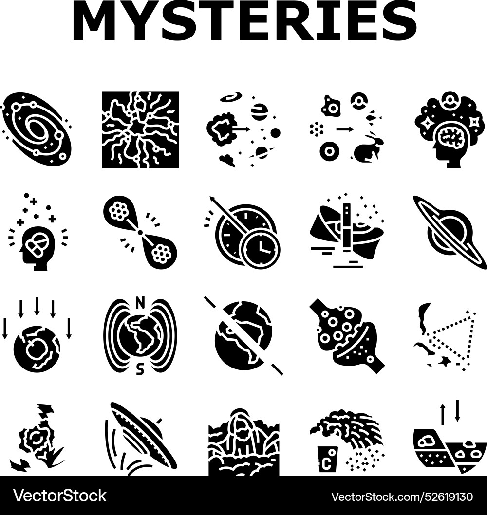 Unsolved mysteries question icons set Unsolved mysteries question icons set vector image
