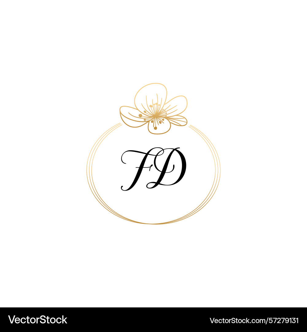 Botanical monogram logos with initial fd Vector Image