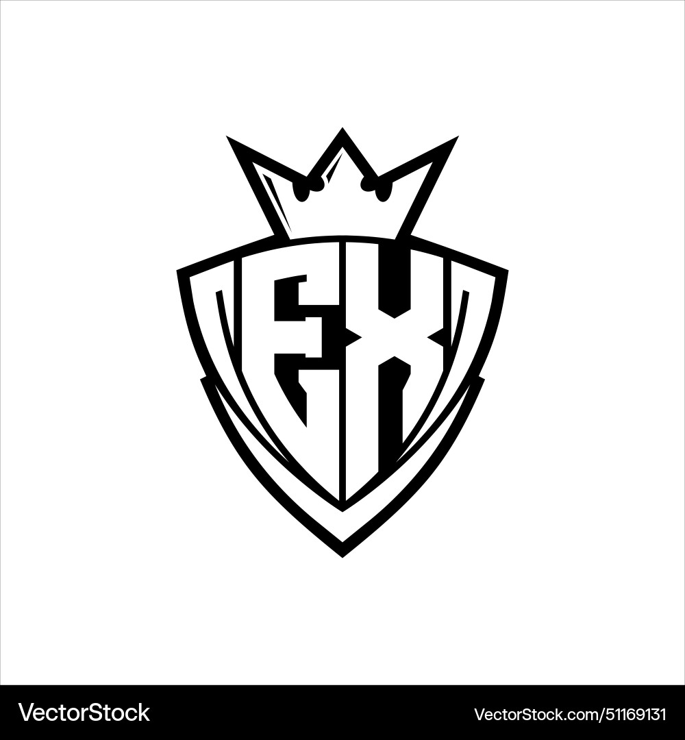 Ex letter logo with sharp triangle shield shape Ex letter logo with sharp triangle shield shape vector image