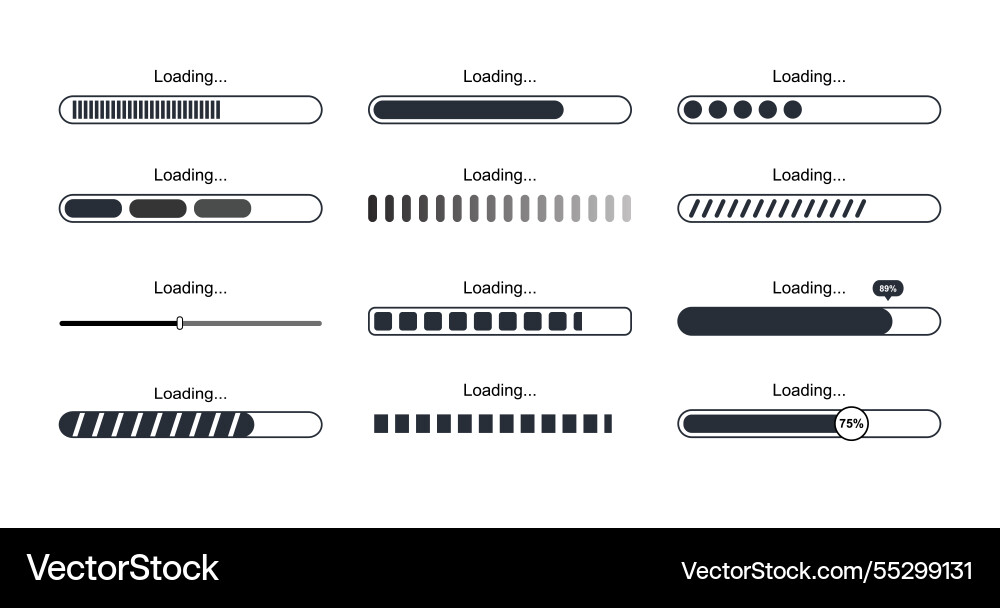 Loading icons set upload download or updating vector image