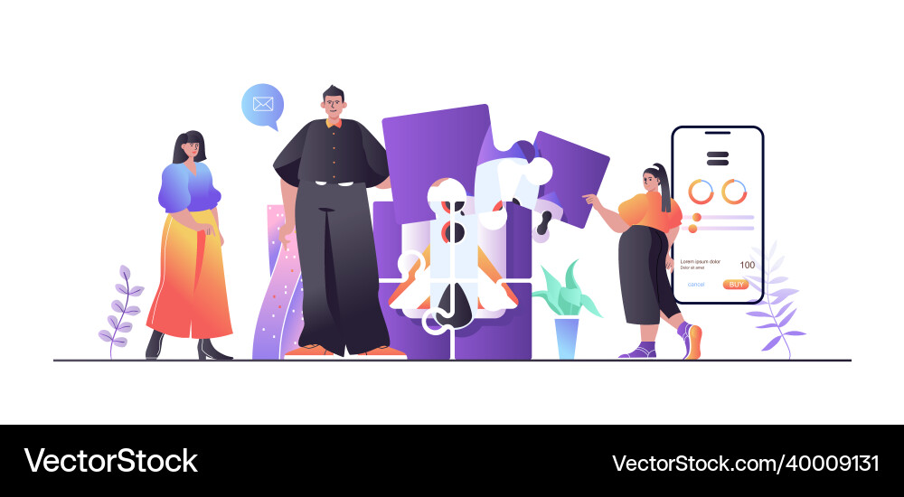 Teamwork concept for web banner man and woman Teamwork concept for web banner man and woman Vector Image