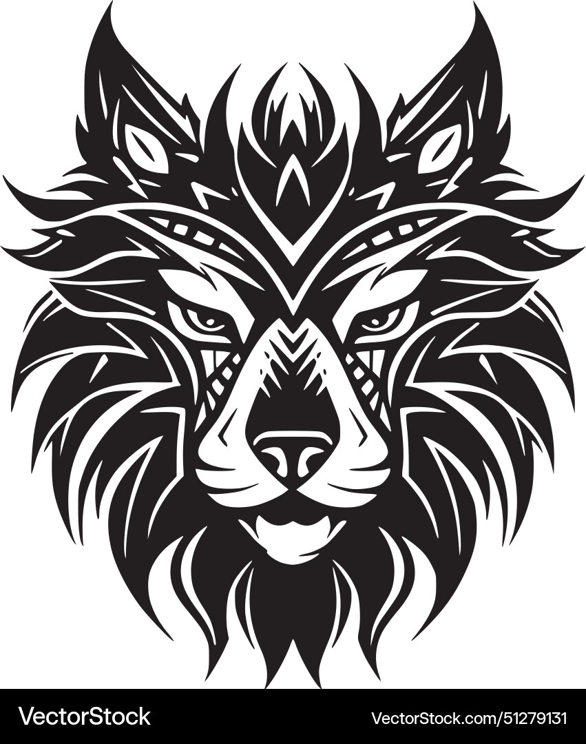 Wolf - black and white Royalty Free Vector Image