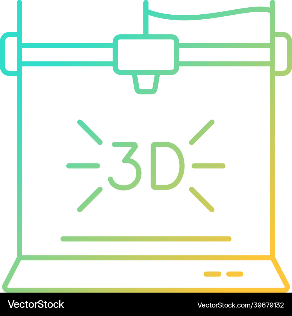 3d printer gradient linear icon 3d printer gradient linear icon Vector Image
