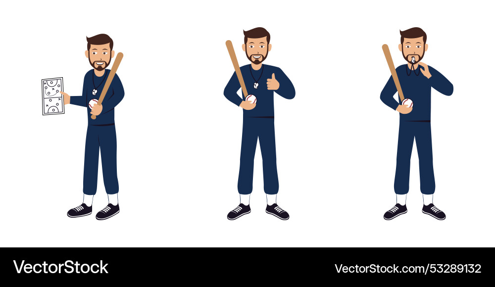Baseball Trainer Charakter Design Baseball Trainer Charakter Design vektorbild