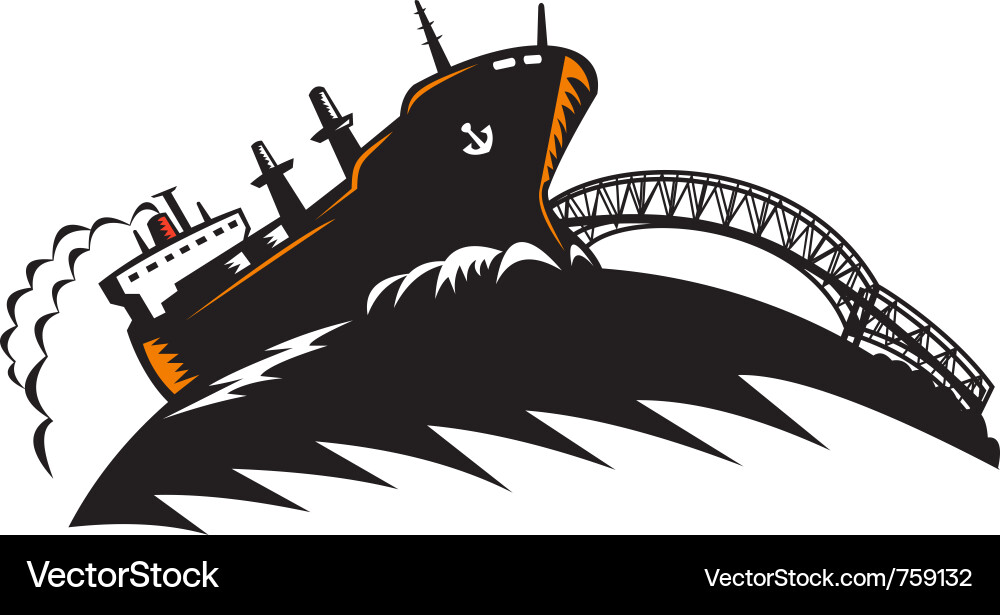 Cargo freighter container ship vector image