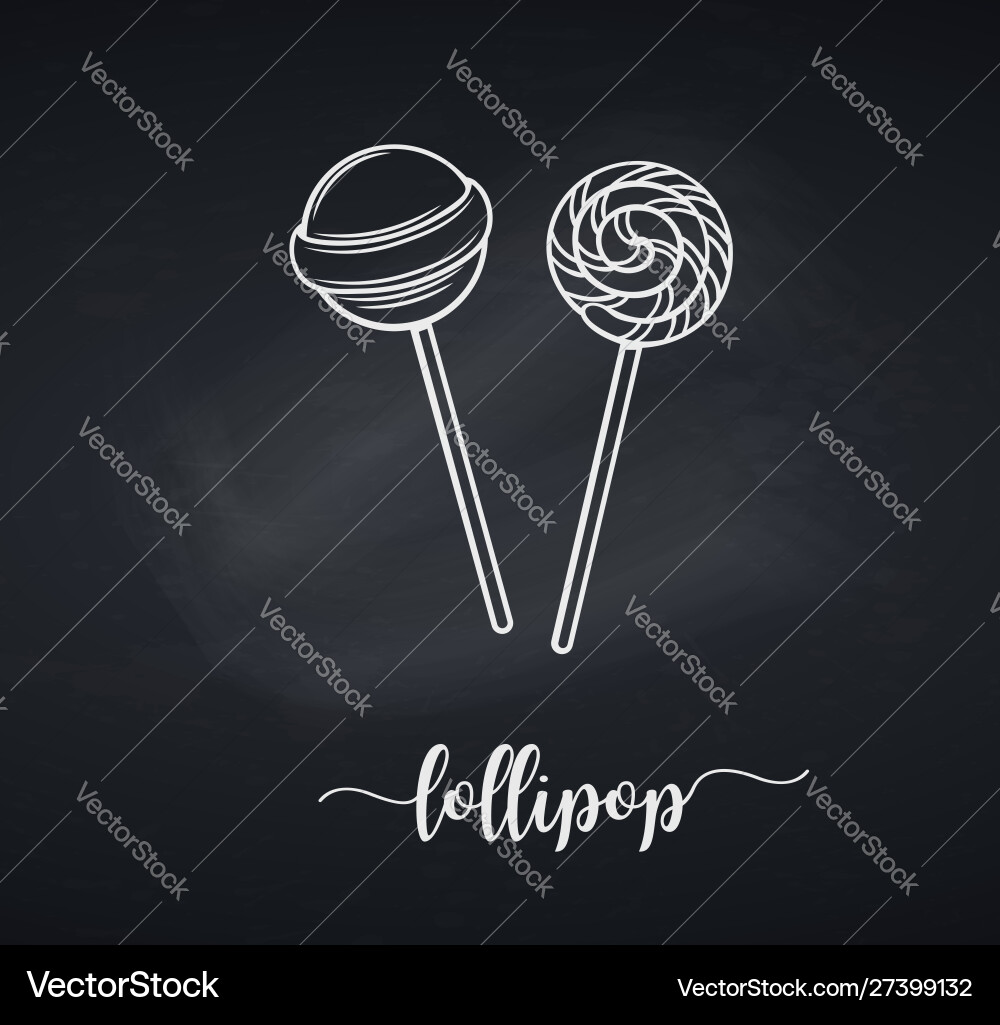 Chalk lollipop candy on stick vector image