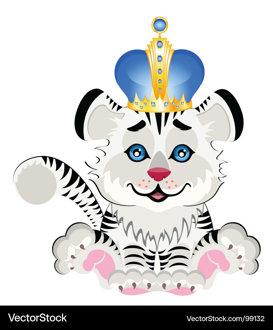 Cute Cartoon Tiger King Vector Image