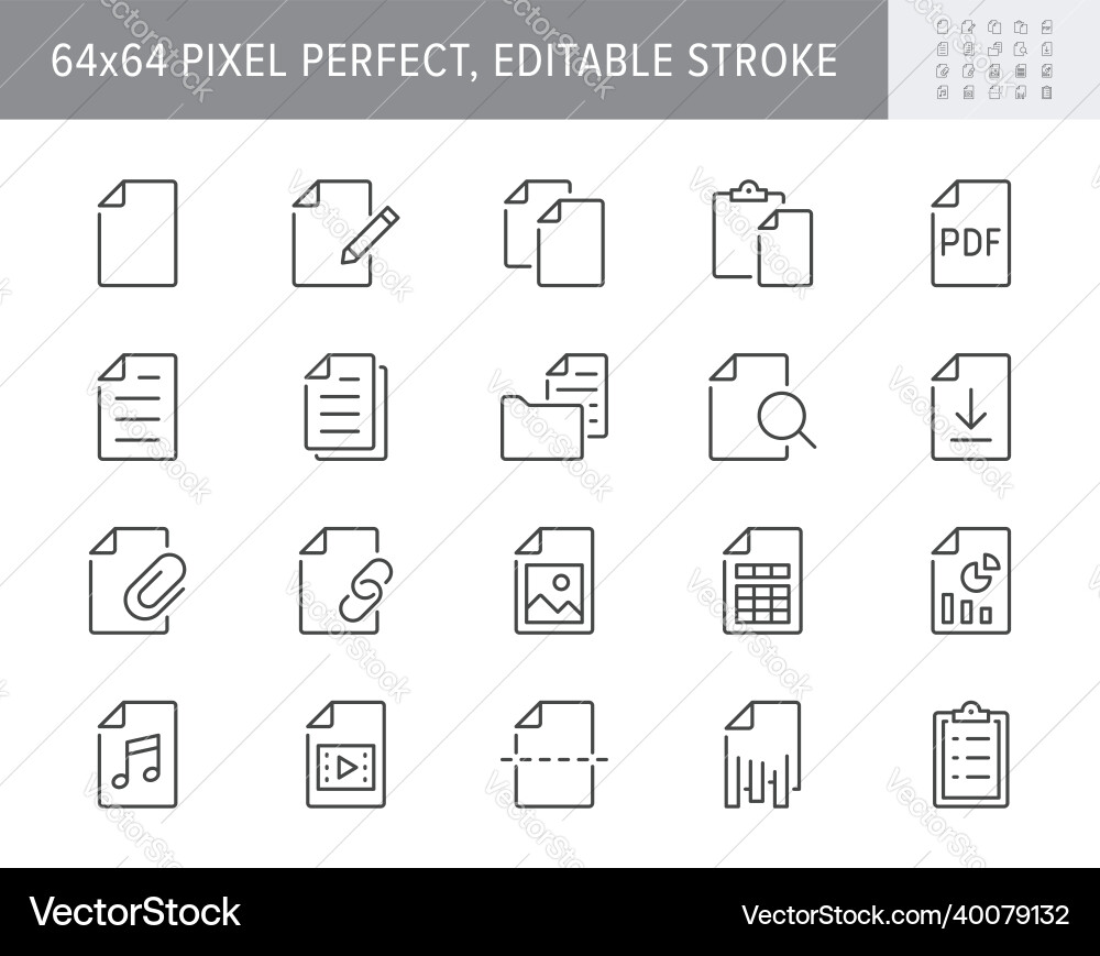 File Line Icons - Document Set vector image