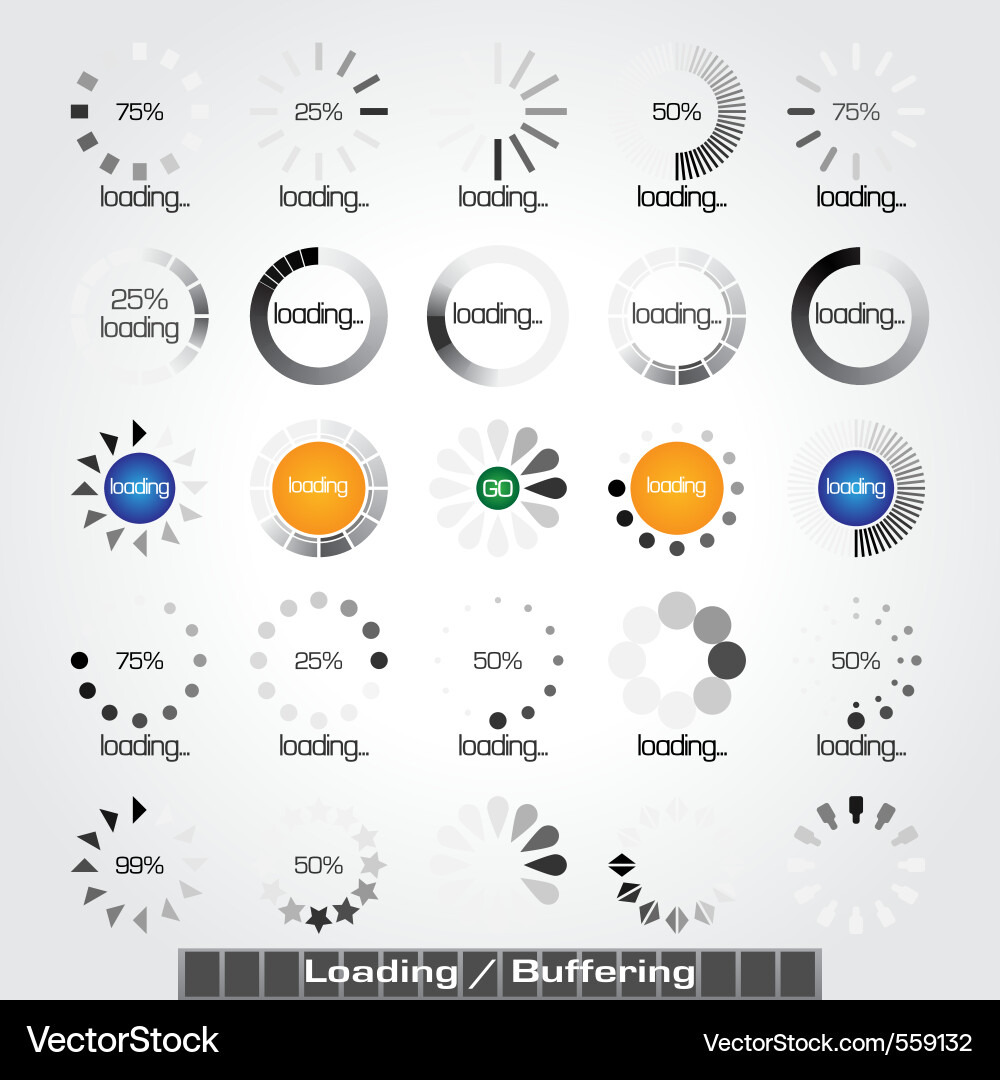Lade- und Puffer Icons vektorbild