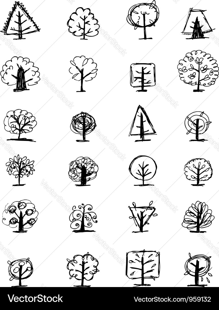Tree Sketch Collection Vector Image