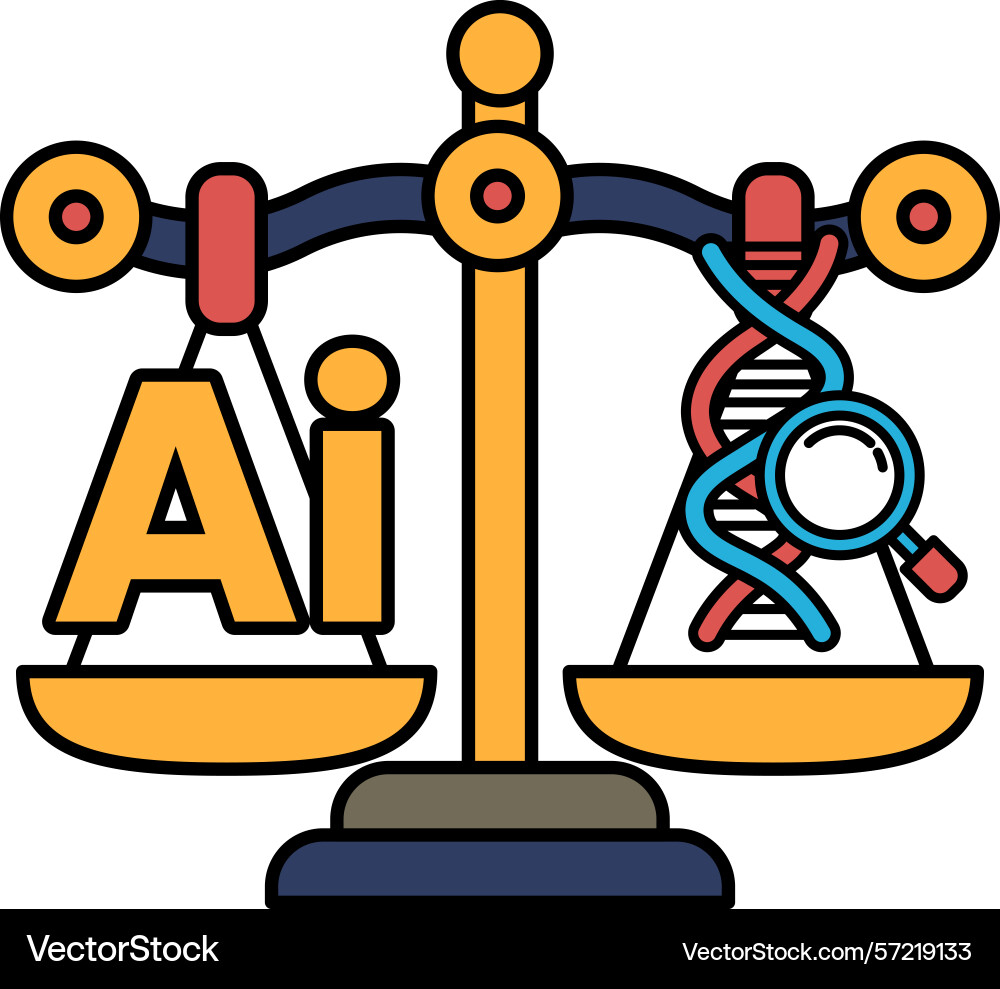 A scale with the letters ai on one side and dna A scale with the letters ai on one side and dna vector image