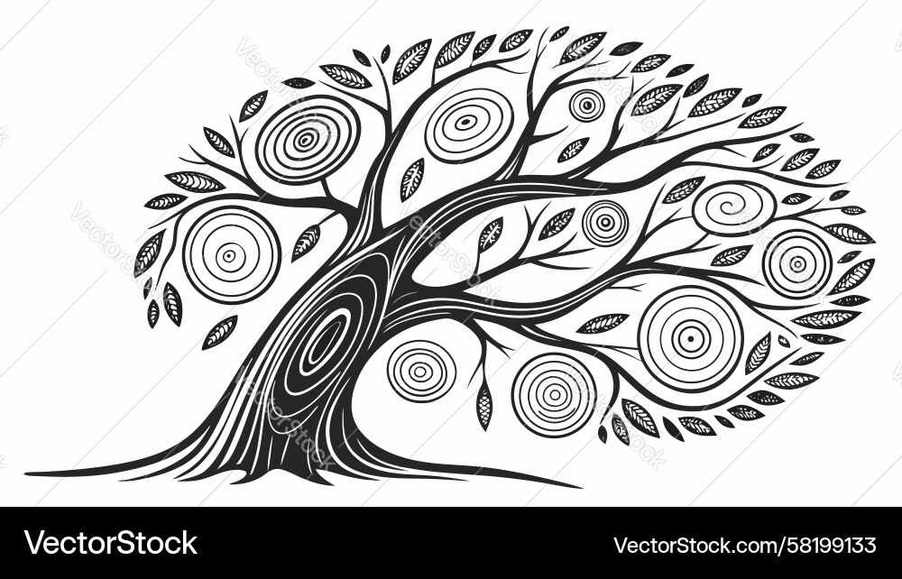 Abstract Twisted Tree Vector Image