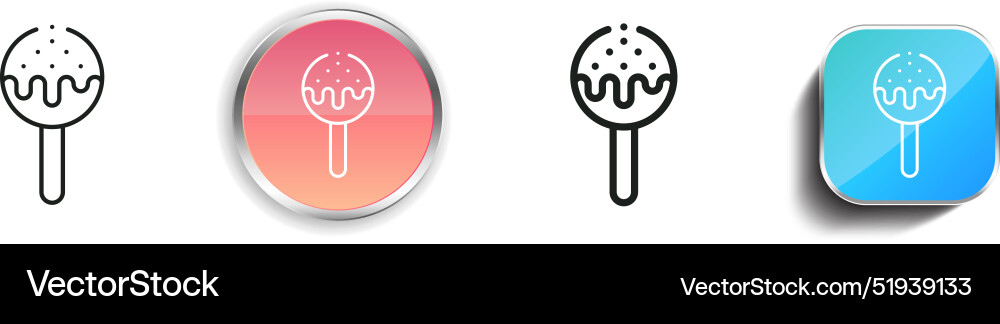 Cake pop icon thin linear regular and button vector image