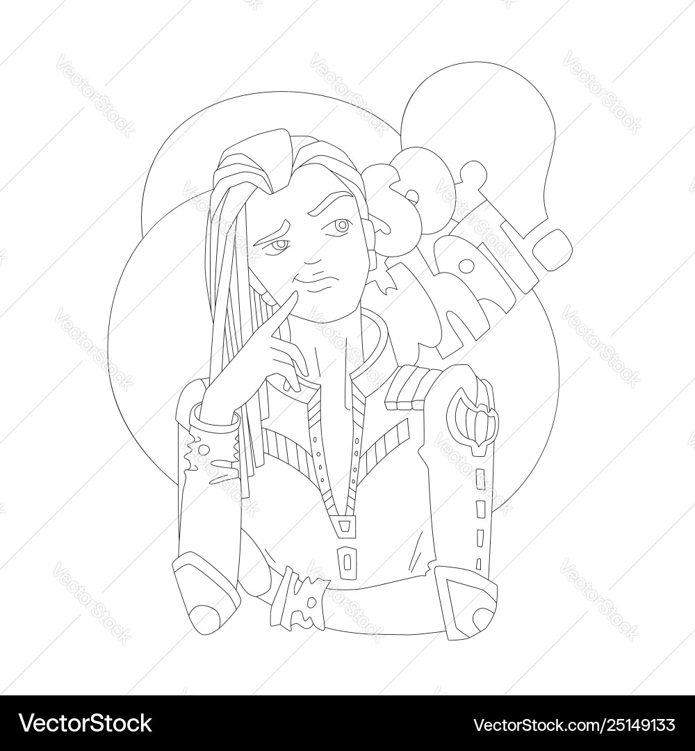 Coloring page outline girl vector image