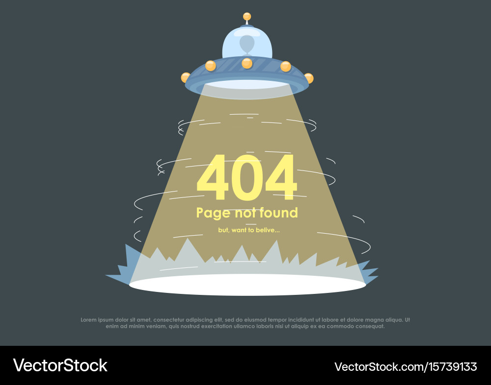 Design 404 error template reports that the page vector image