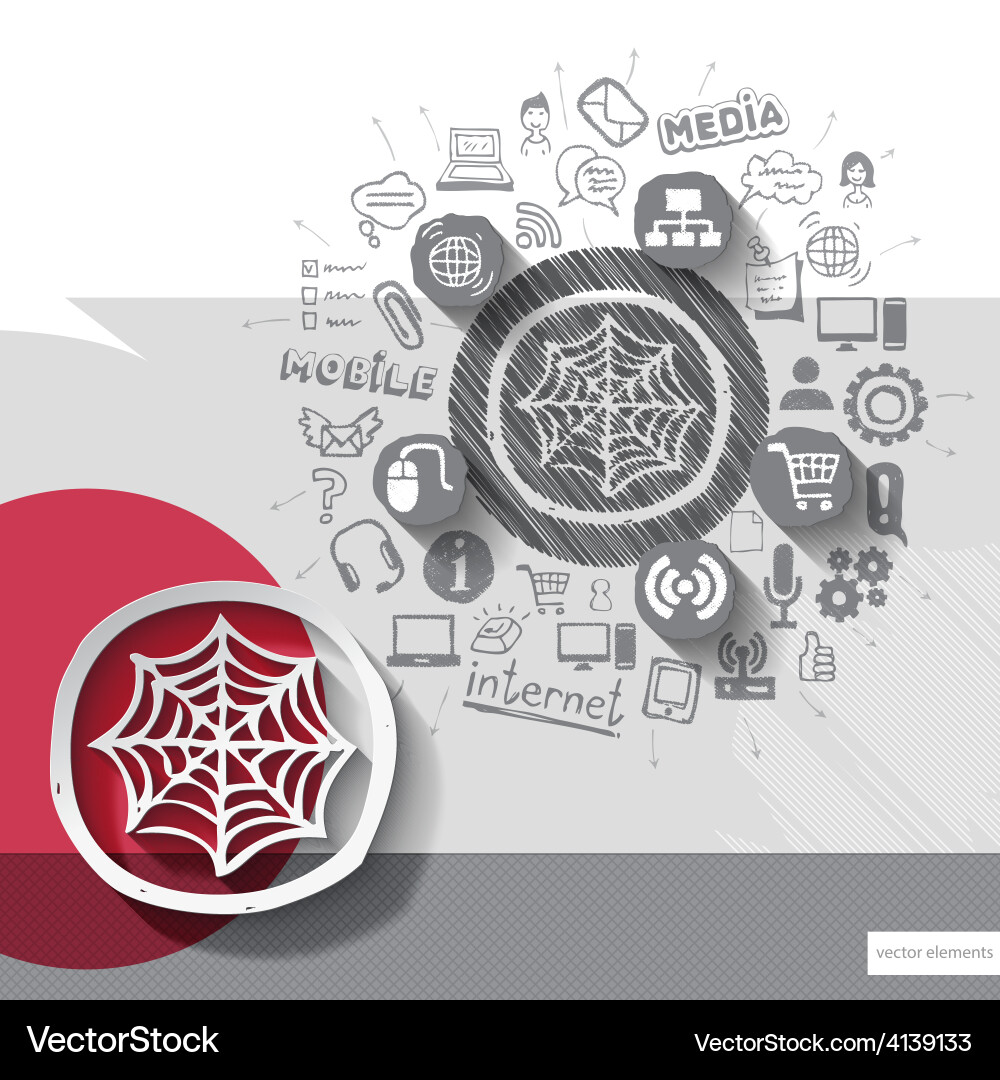 Hand drawn net icons with background vector image