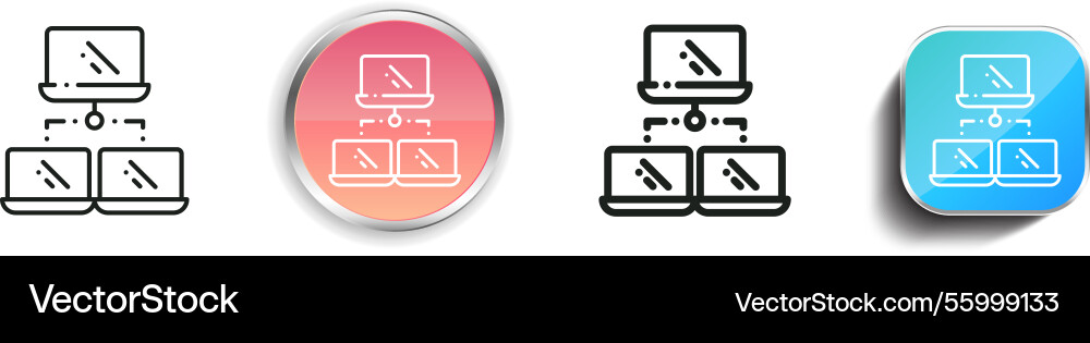 Laptop icon thin linear regular and button style vector image