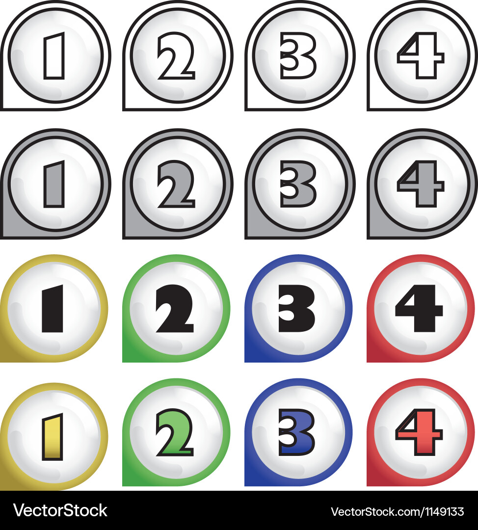 Rounded multicolor pointers with numbers Vector Image